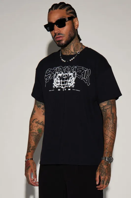 Sinner Worldwide Short Sleeve Tee - Black made by Fashion Nova