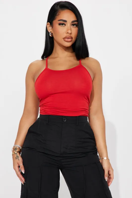 Jordy Racer Back Cami Top - Red sold by Fashion Nova