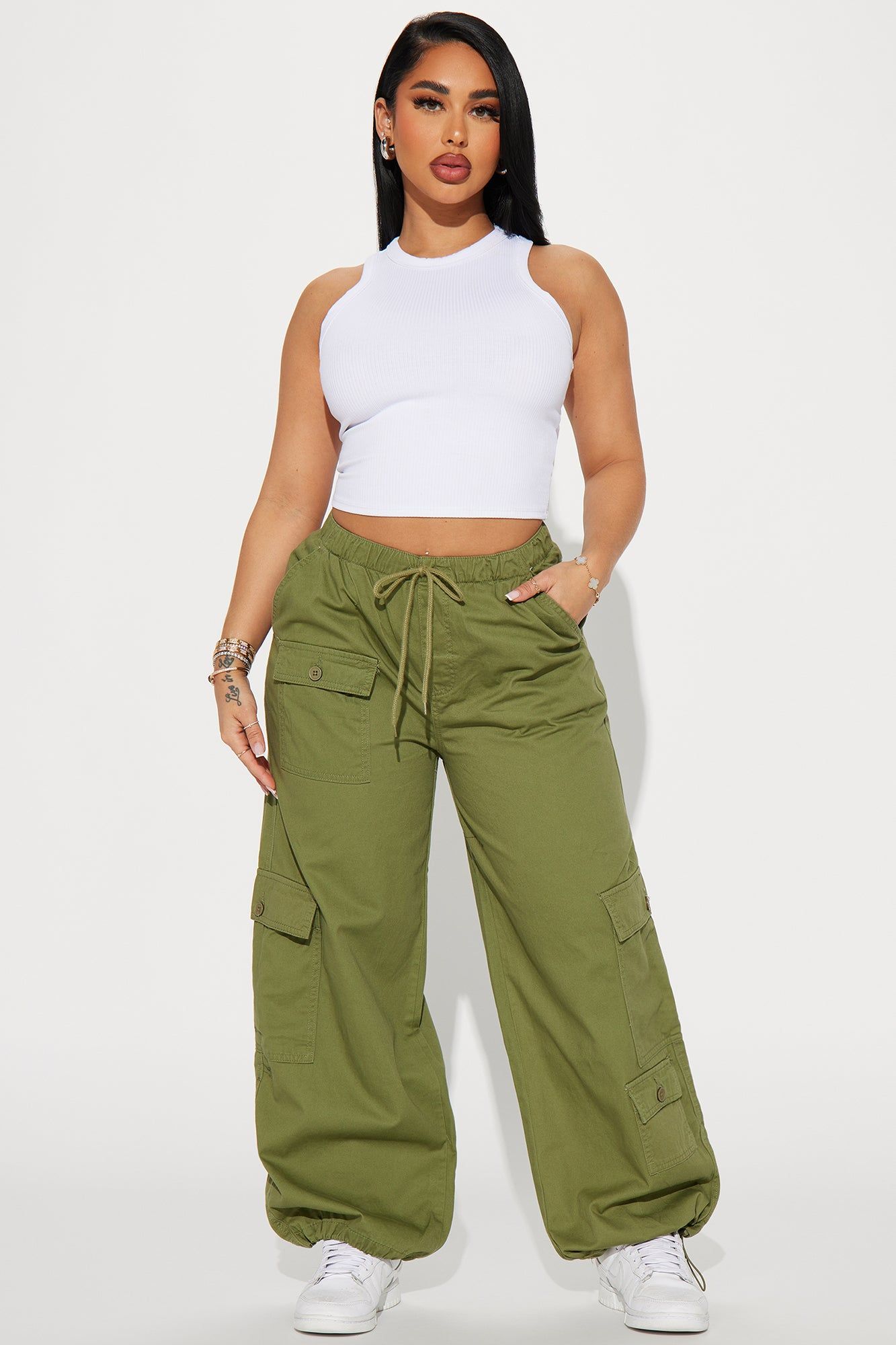 Cassandra Cargo Jogger - Olive sold by Fashion Nova