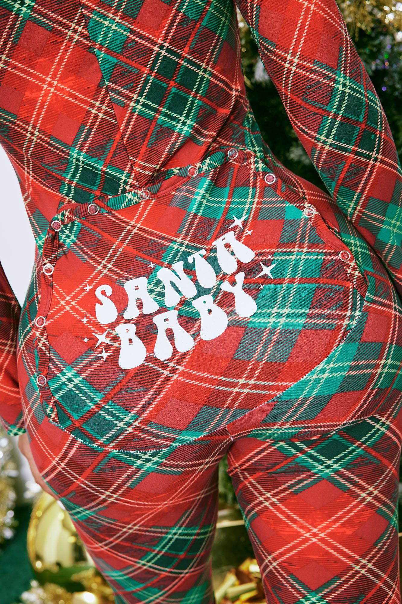 Santa's Baby PJ Jumpsuit Onesie - Green/combo sold by Fashion Nova product image thumbnail 4