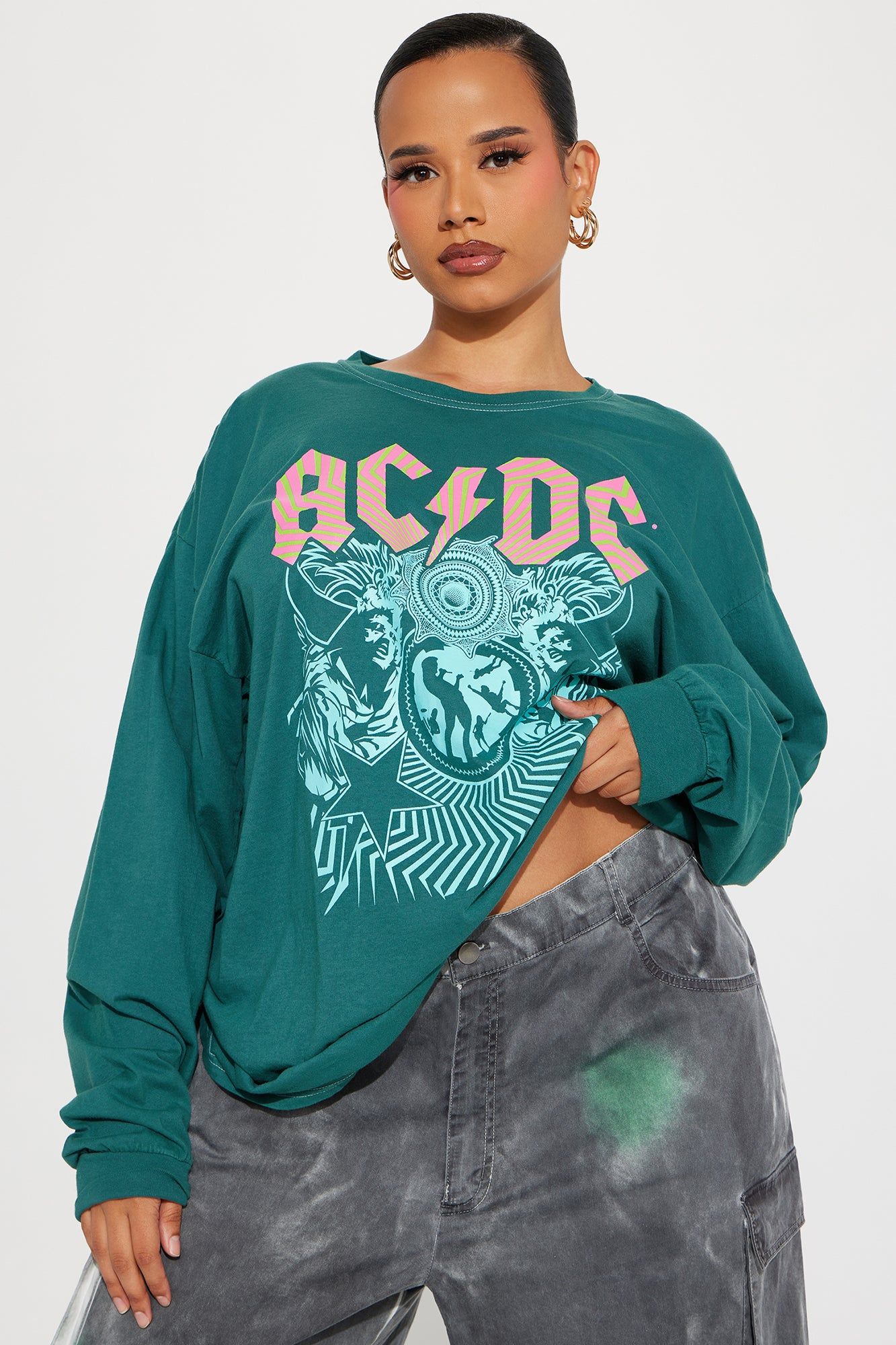 ACDC Graphic Long Sleeve Tee - Emerald sold by Fashion Nova product image thumbnail 5