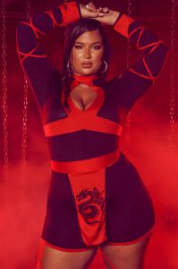 Dragon Ninja 3 Piece Costume Set - Black/Red sold by Fashion Nova