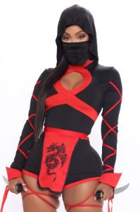 Dragon Ninja 3 Piece Costume Set - Black/Red sold by Fashion Nova