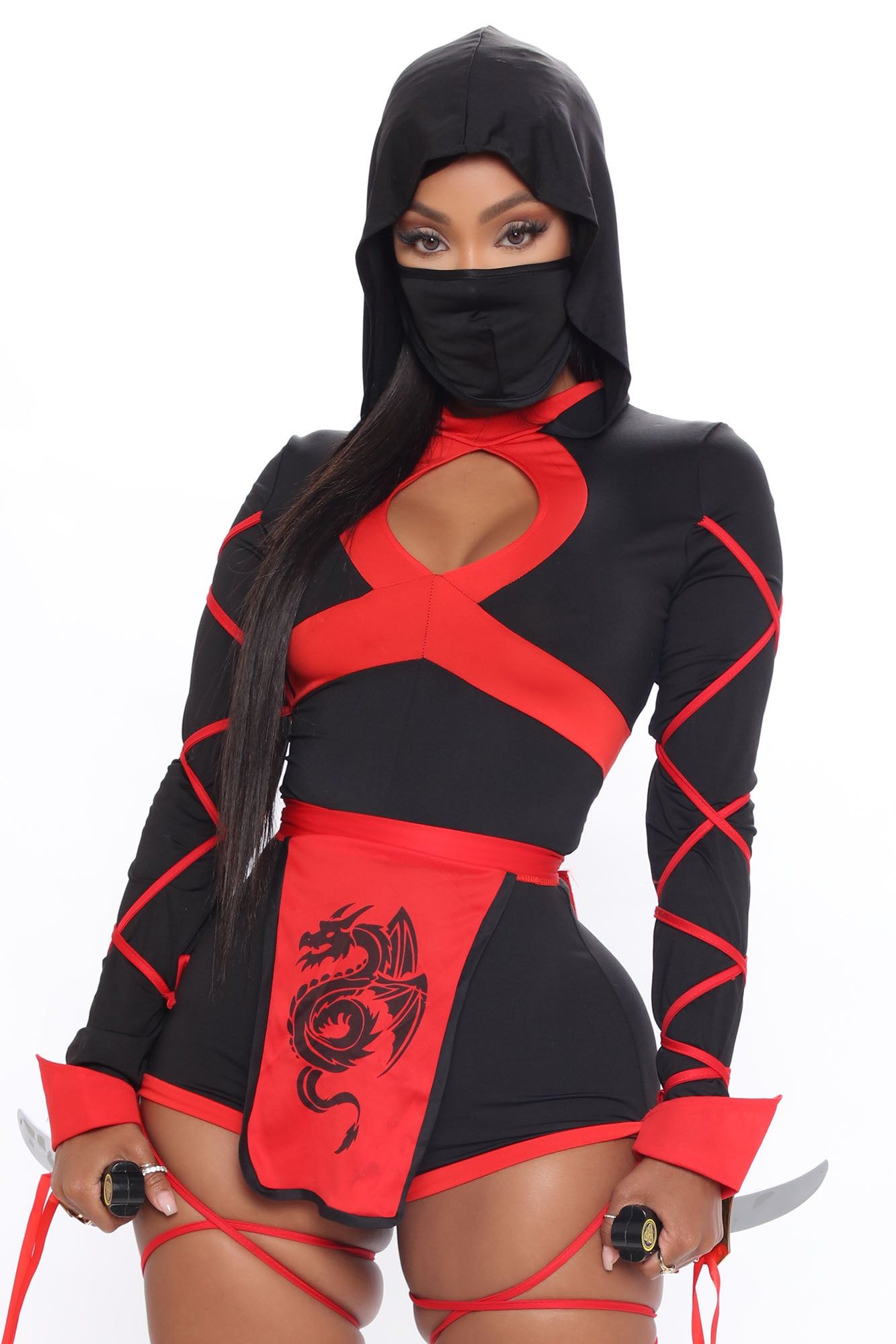 Dragon Ninja 3 Piece Costume Set - Black/Red sold by Fashion Nova product image thumbnail 2
