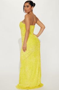 The One Sequin Maxi Dress - Yellow sold by Fashion Nova