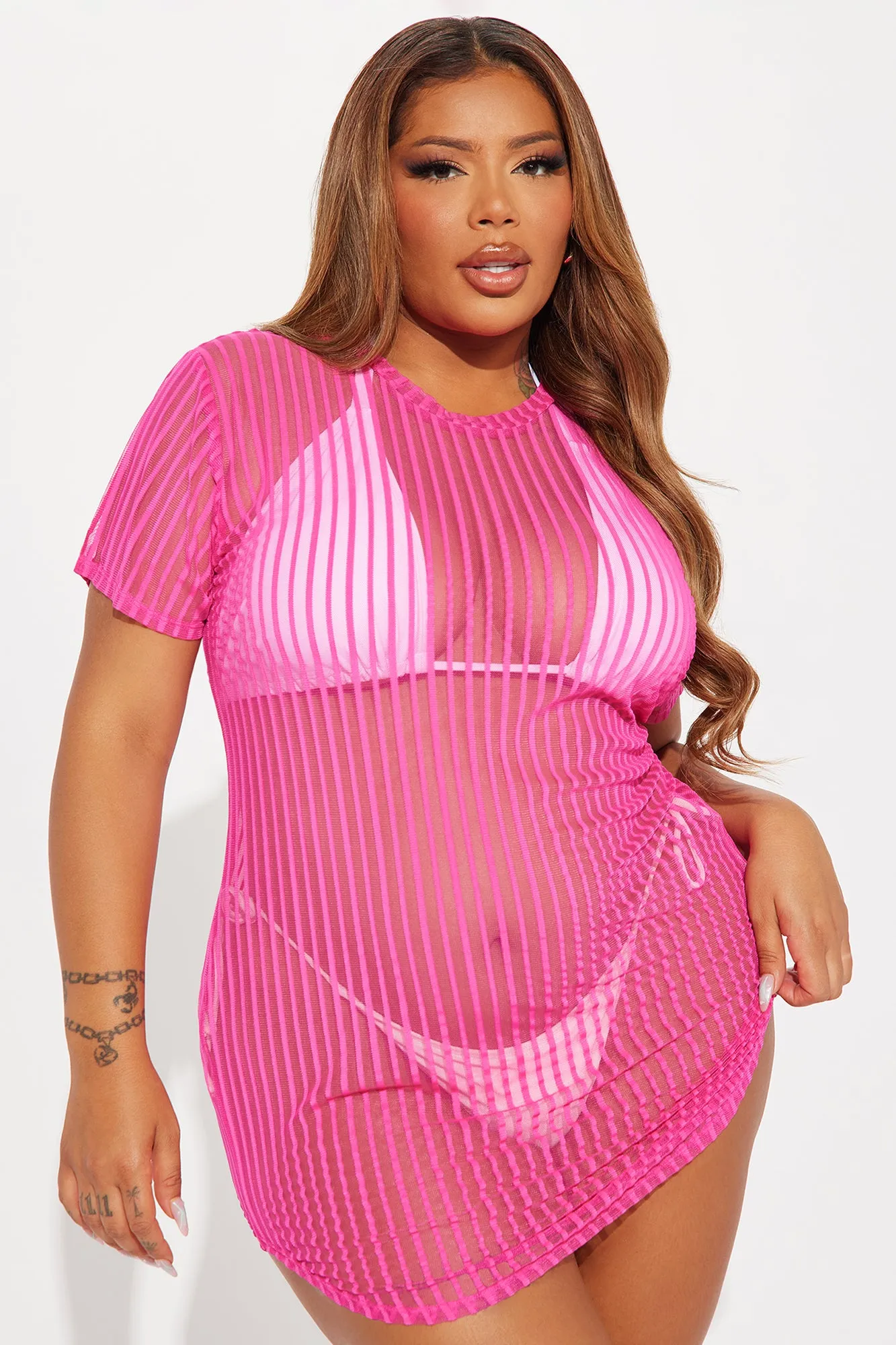 Palm Shade Stripe Cover Up - Pink sold by Fashion Nova product image thumbnail 4