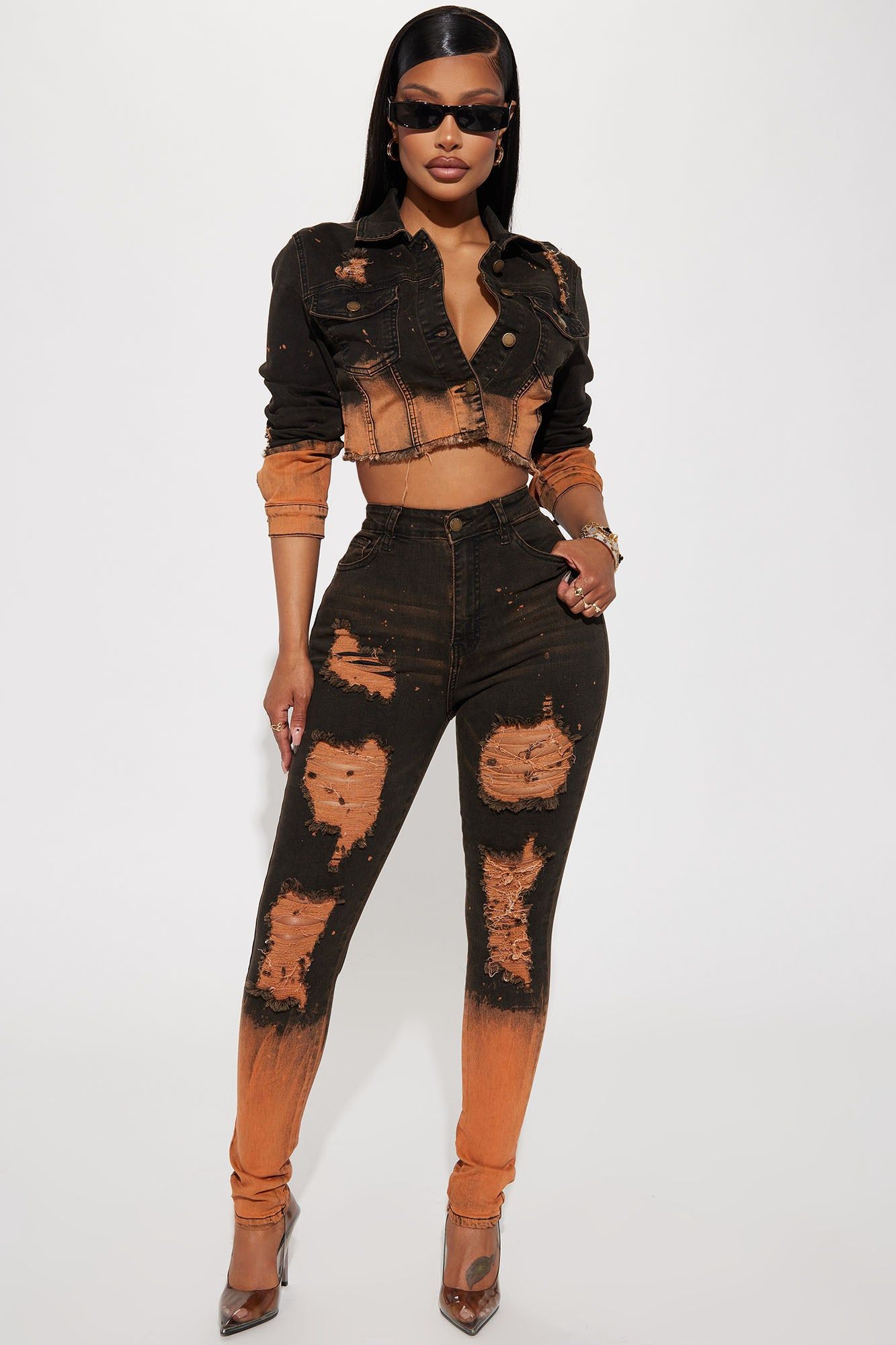Got Your Heart Racing Denim Jacket - Black/Orange sold by Fashion Nova product image thumbnail 2