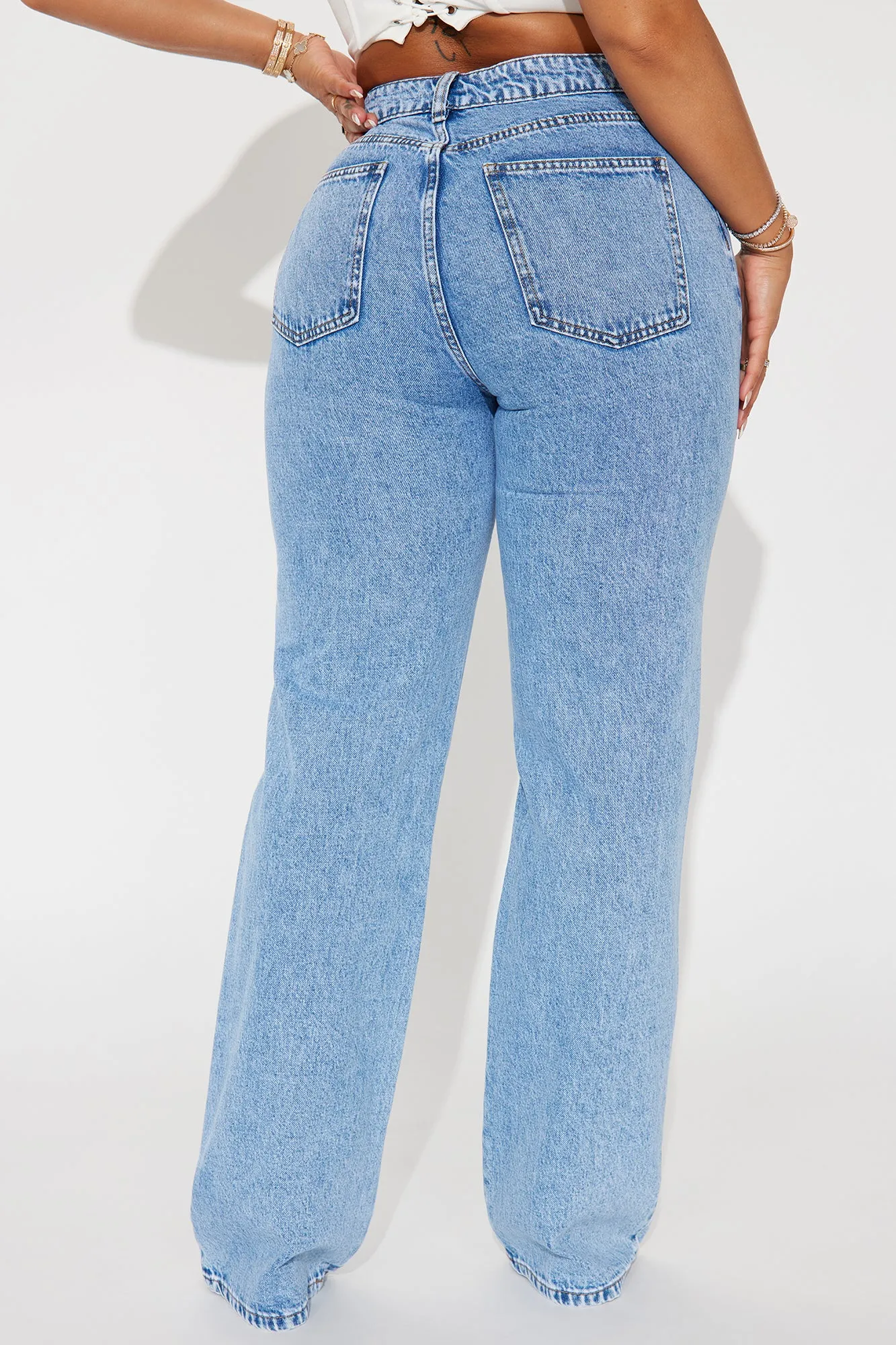 Walk My Way Studded Straight Leg Jeans - Medium Wash sold by Fashion Nova product image thumbnail 3
