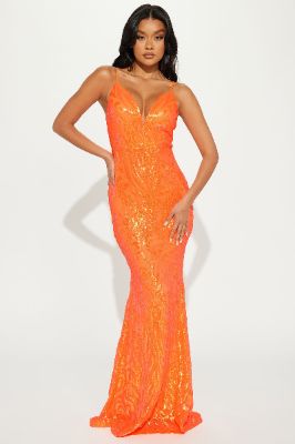Elsa Sequin Gown - Orange sold by Fashion Nova