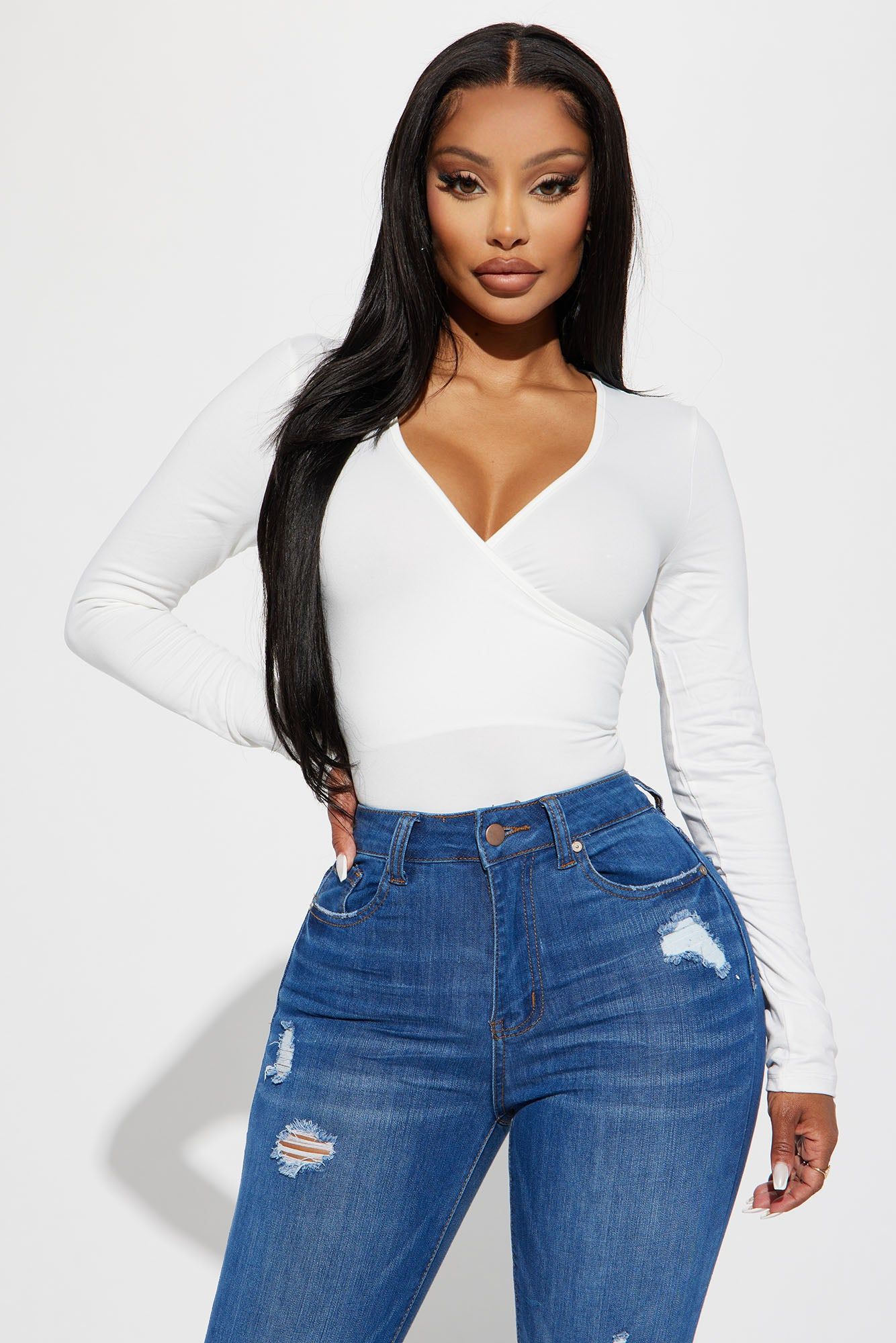 Bonnie Surplice Bodysuit - Off White sold by Fashion Nova product image thumbnail 3