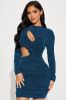 Kristina Cut Out Mini Dress - Teal sold by Fashion Nova