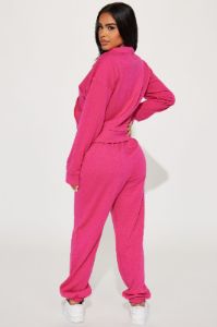 Chill Day Fleece Jogger Set - Fuchsia sold by Fashion Nova