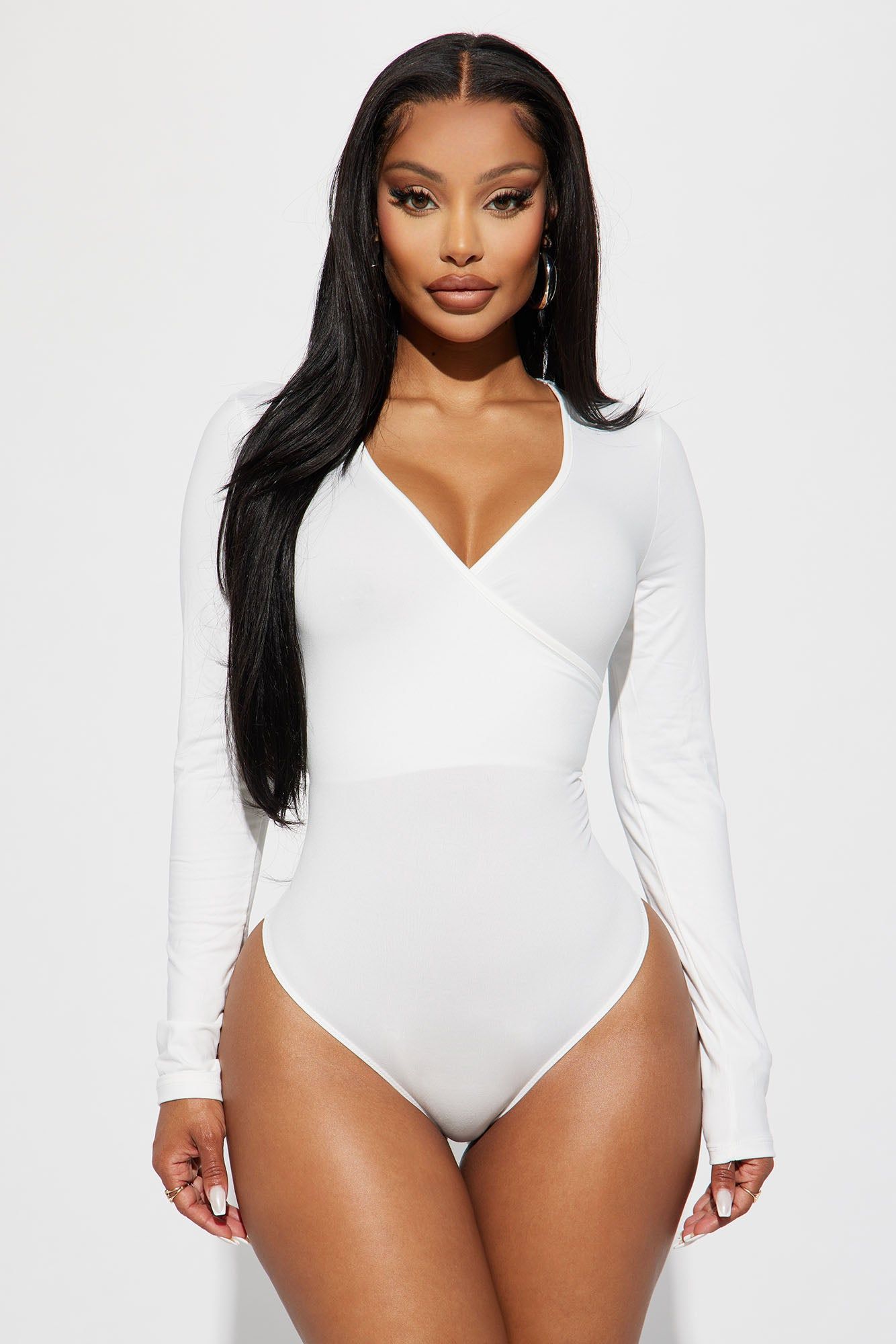 Bonnie Surplice Bodysuit - Off White sold by Fashion Nova