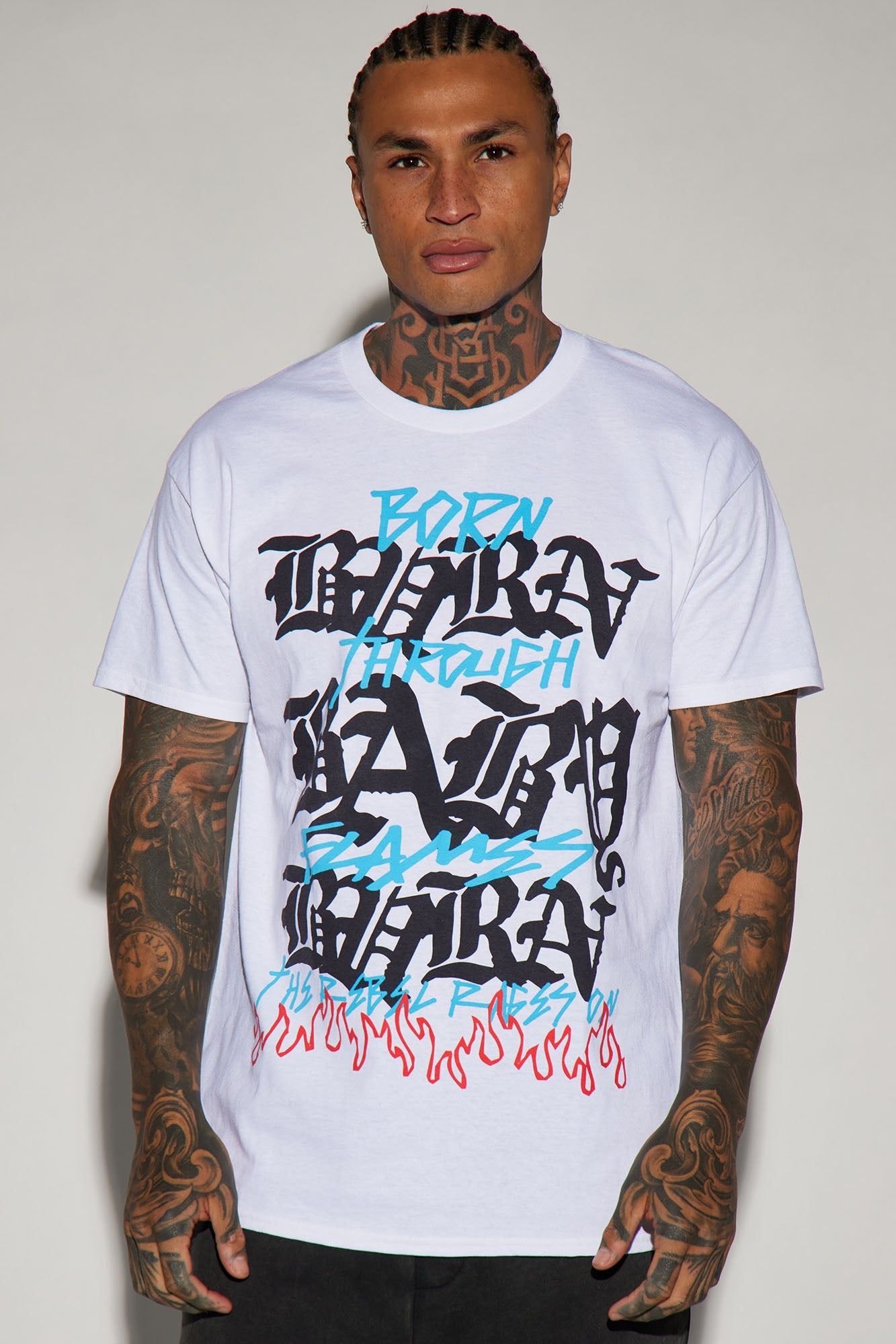 Burn Baby Burn Short Sleeve Tee - White sold by Fashion Nova