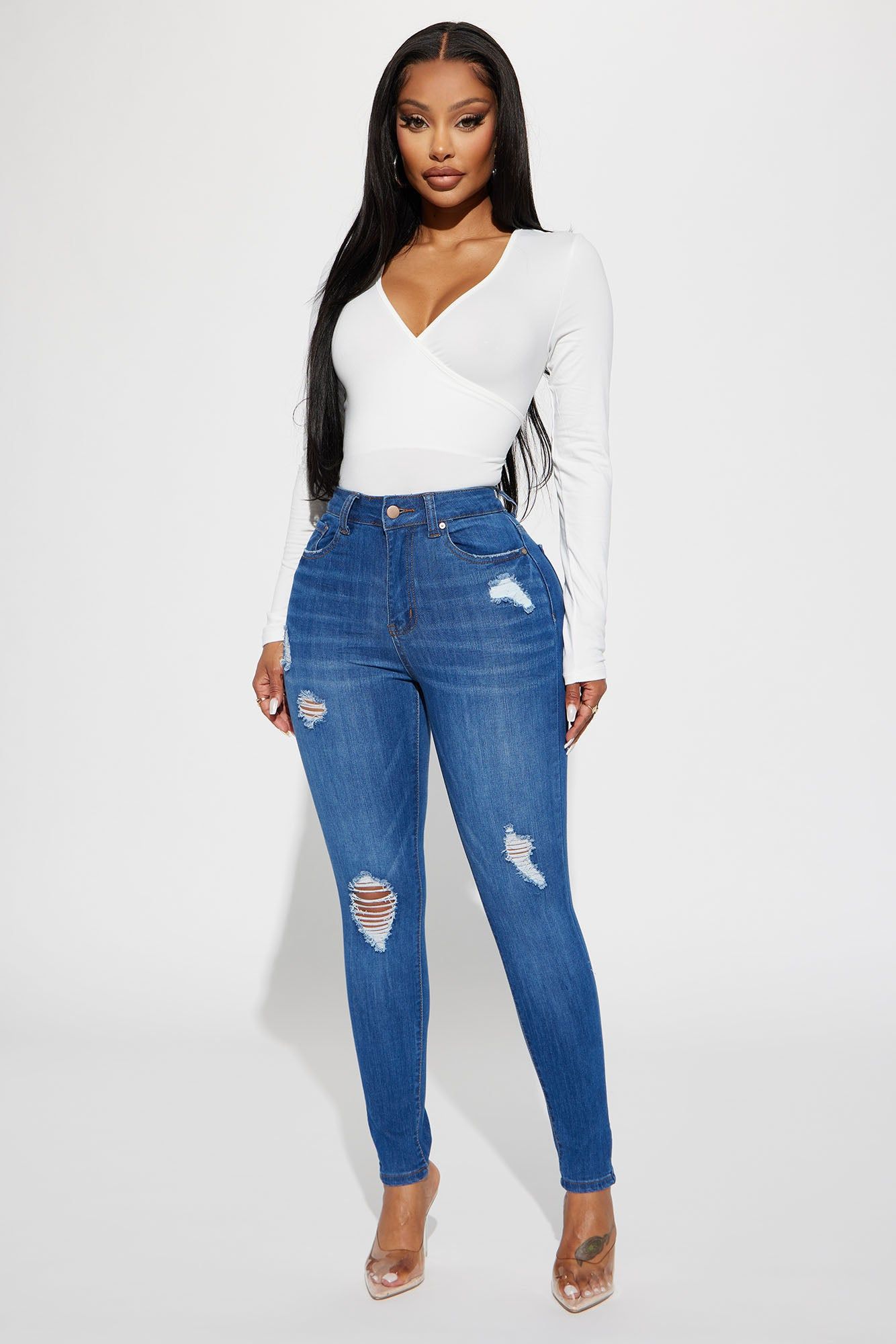 Bonnie Surplice Bodysuit - Off White sold by Fashion Nova product image thumbnail 2