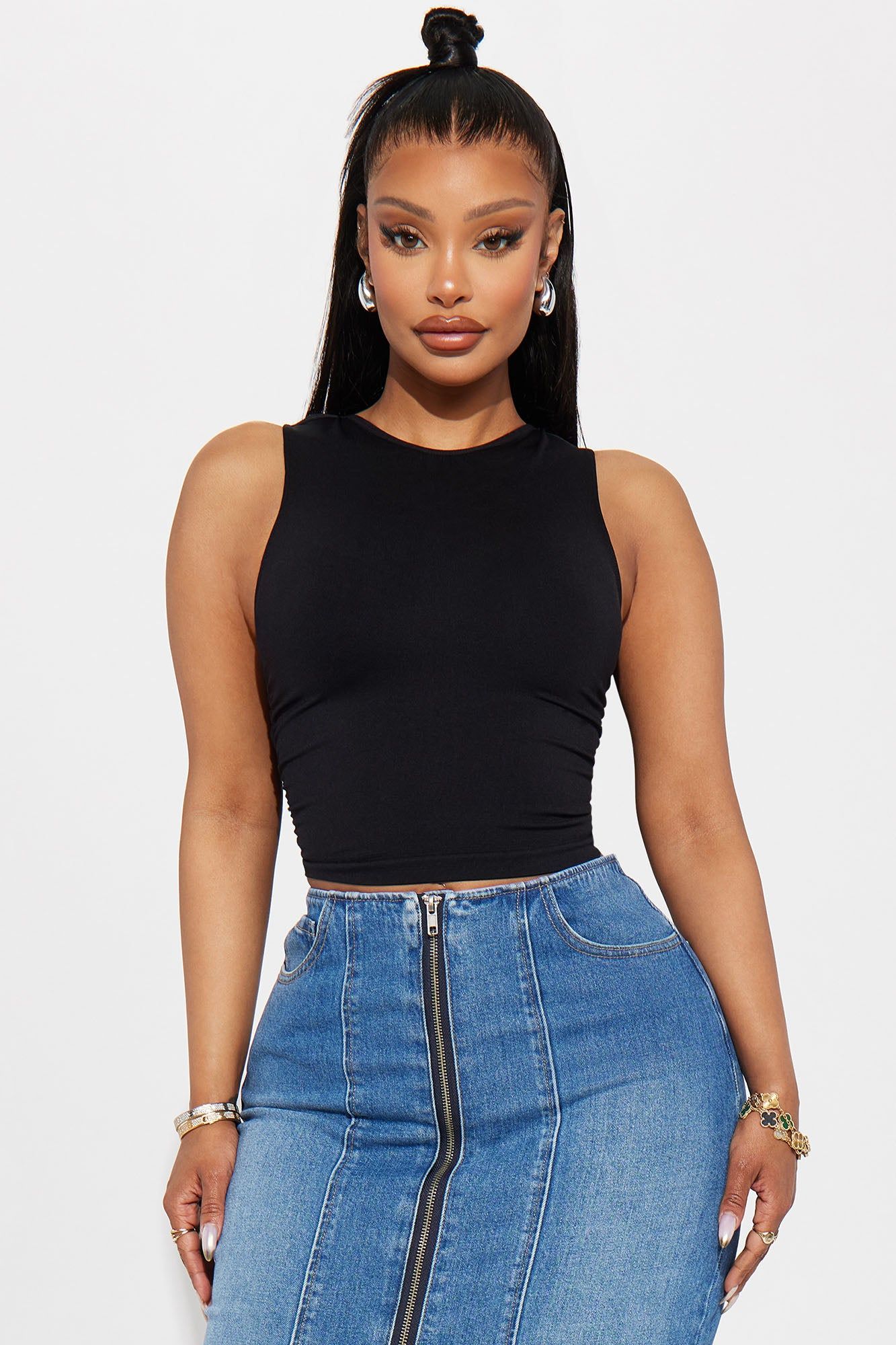 Back In Rotation Ruched Top - Black sold by Fashion Nova
