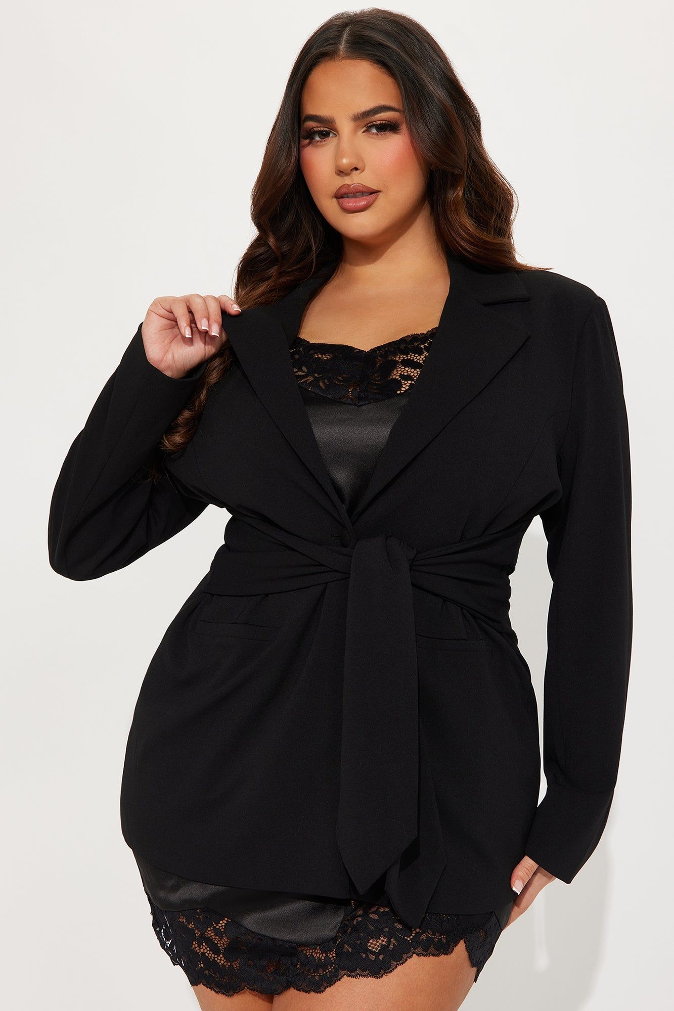 Classic Times Tie Waist Blazer - Black sold by Fashion Nova product image thumbnail 4