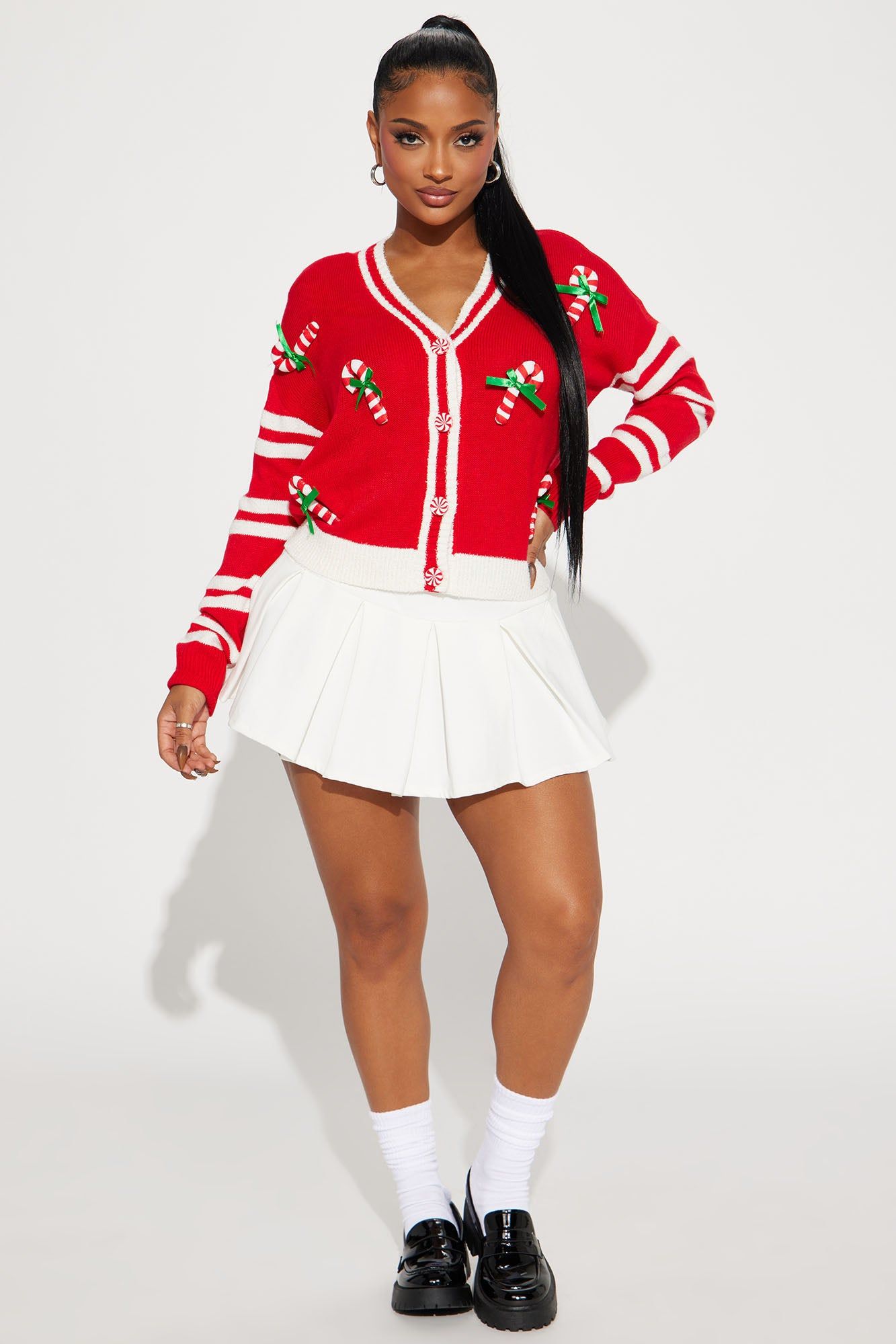 Candy Cane Vibes Cardigan - Red/combo sold by Fashion Nova product image thumbnail 2
