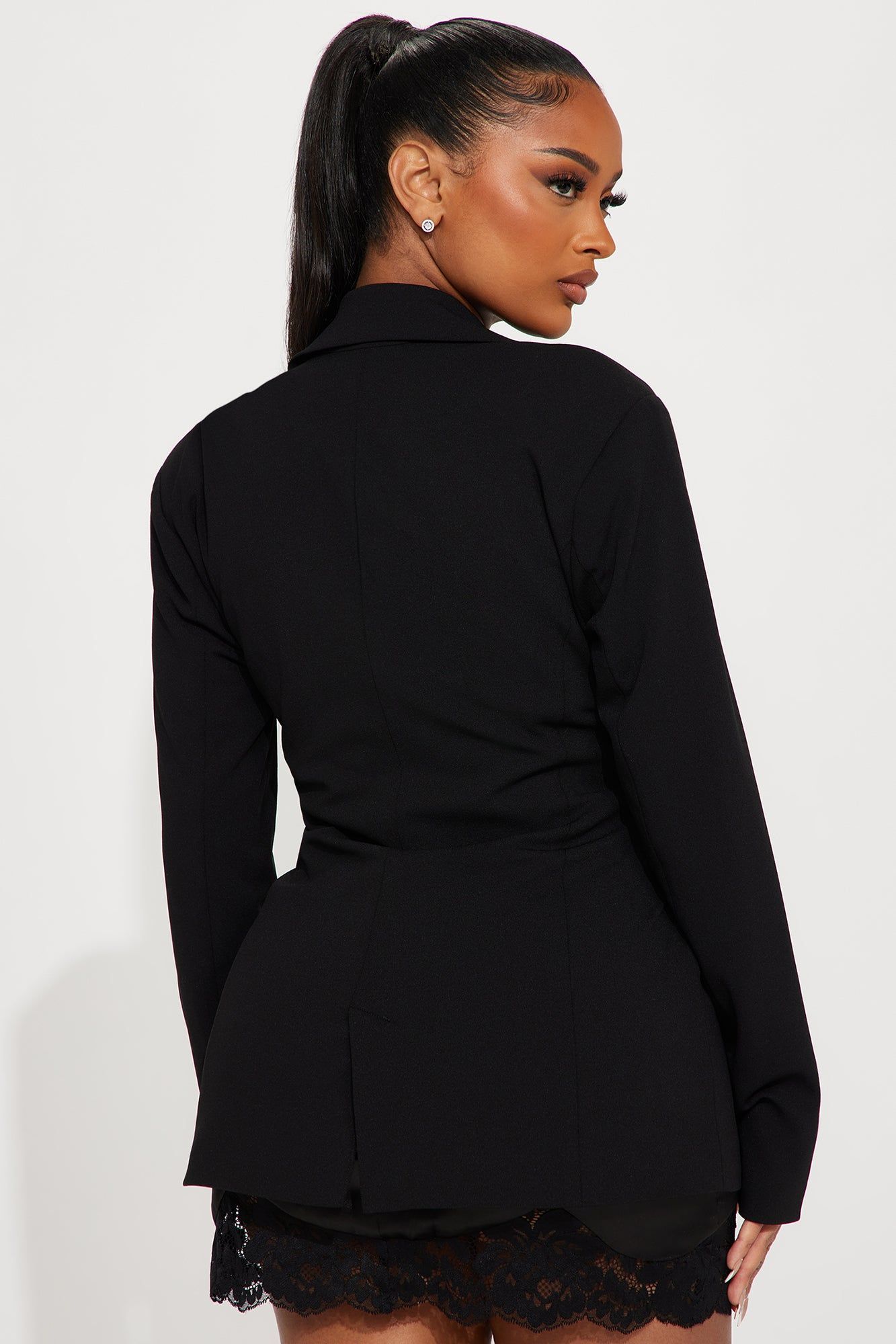 Classic Times Tie Waist Blazer - Black sold by Fashion Nova product image thumbnail 3