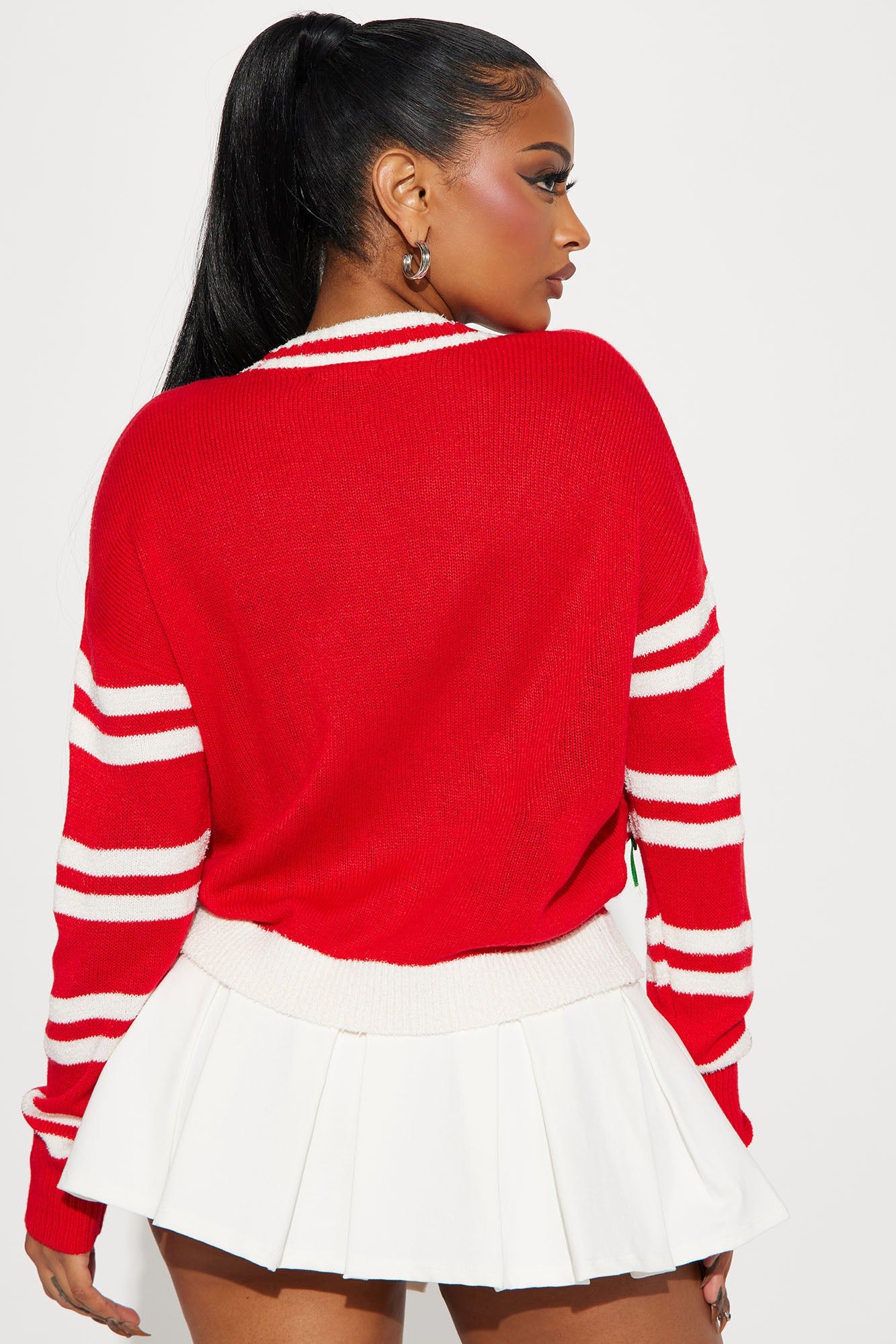 Candy Cane Vibes Cardigan - Red/combo sold by Fashion Nova product image thumbnail 3