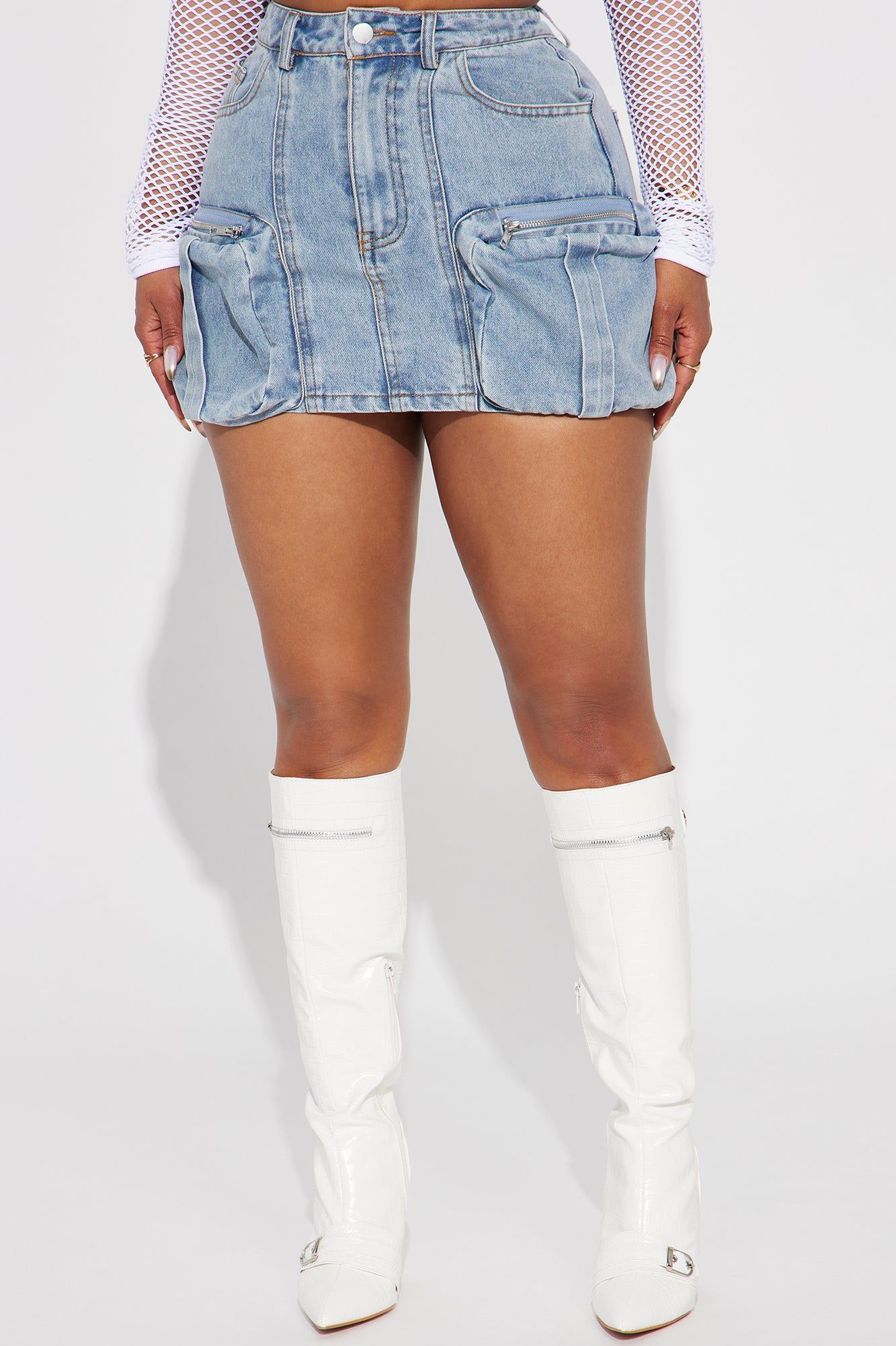 Take On Me Denim Cargo Mini Skirt - Light Wash sold by Fashion Nova product image thumbnail 2