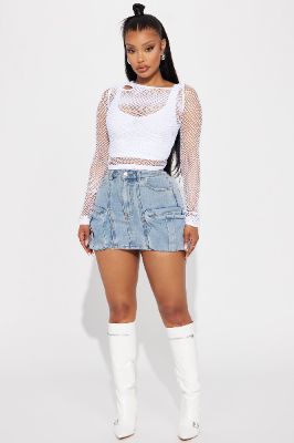 Take On Me Denim Cargo Mini Skirt - Light Wash sold by Fashion Nova