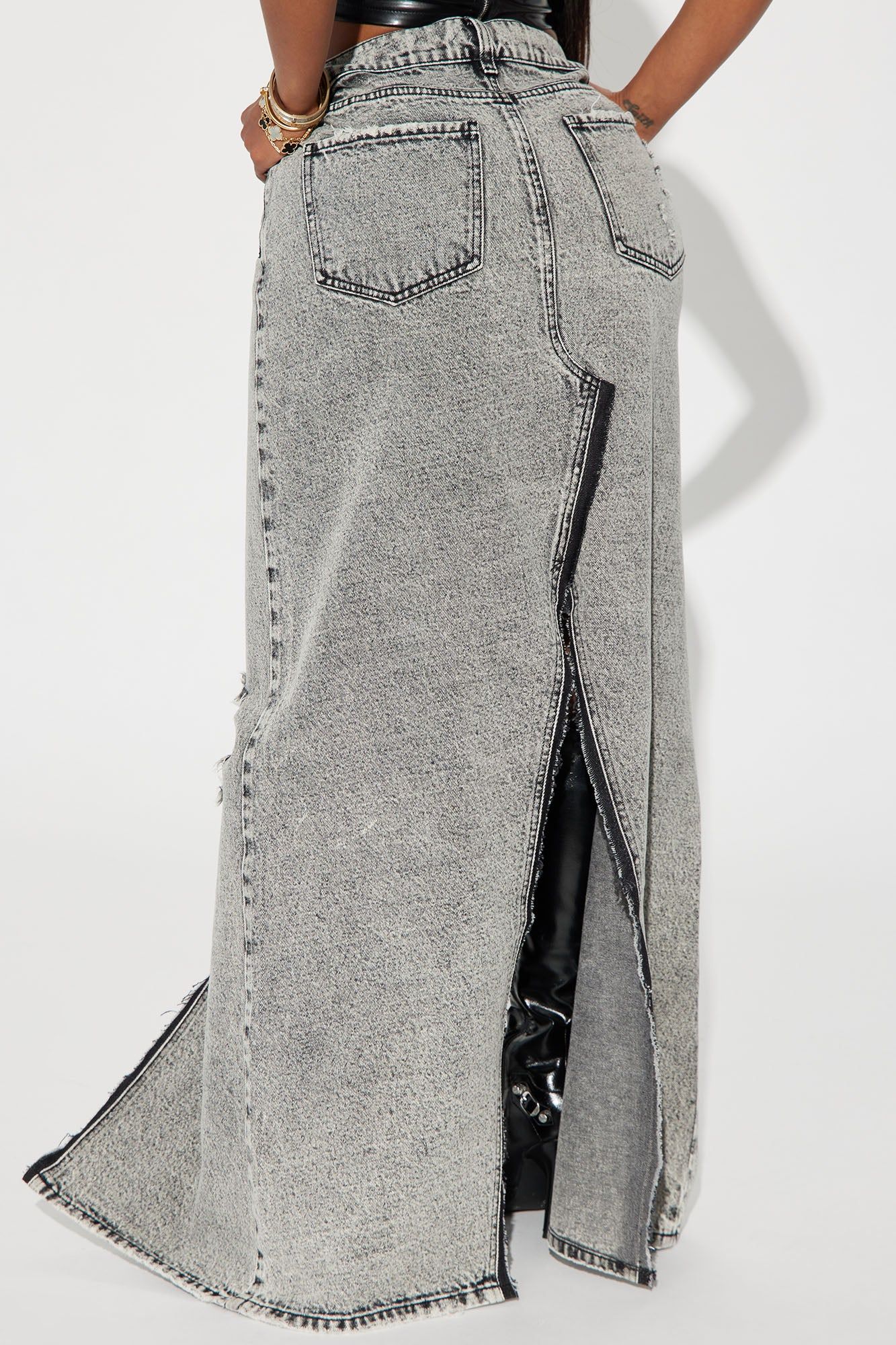 On My Mind Denim Maxi Skirt - Black Wash sold by Fashion Nova product image thumbnail 3