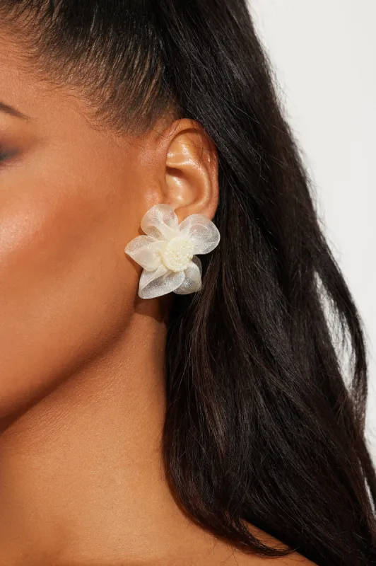 Freshly Picked Floral Earrings - White sold by Fashion Nova