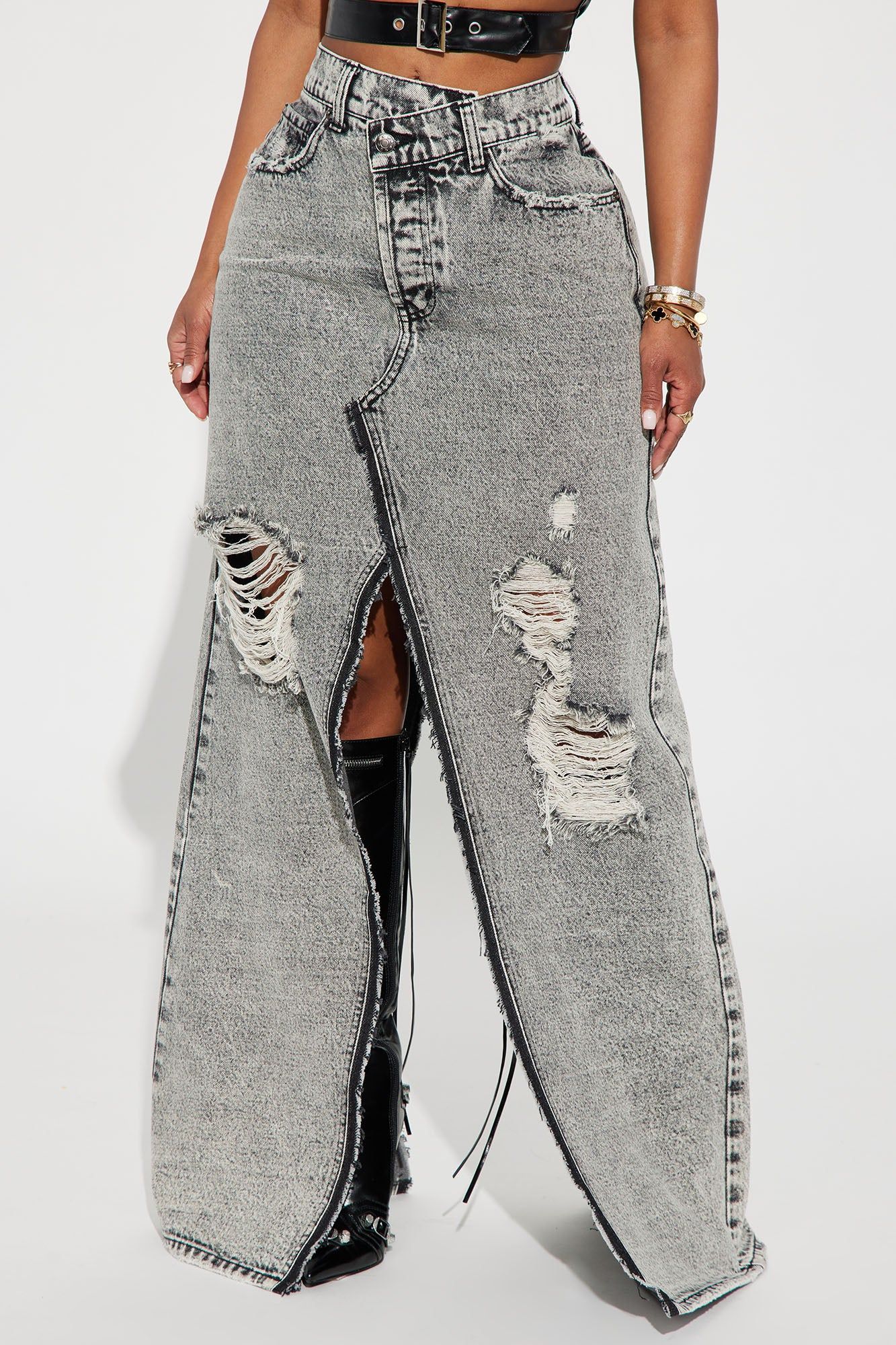On My Mind Denim Maxi Skirt - Black Wash sold by Fashion Nova product image thumbnail 2