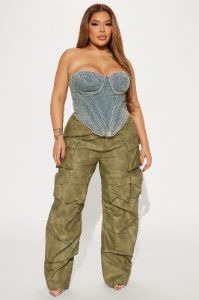 Bae For Tonight Denim Corset Top - Vintage Wash sold by Fashion Nova