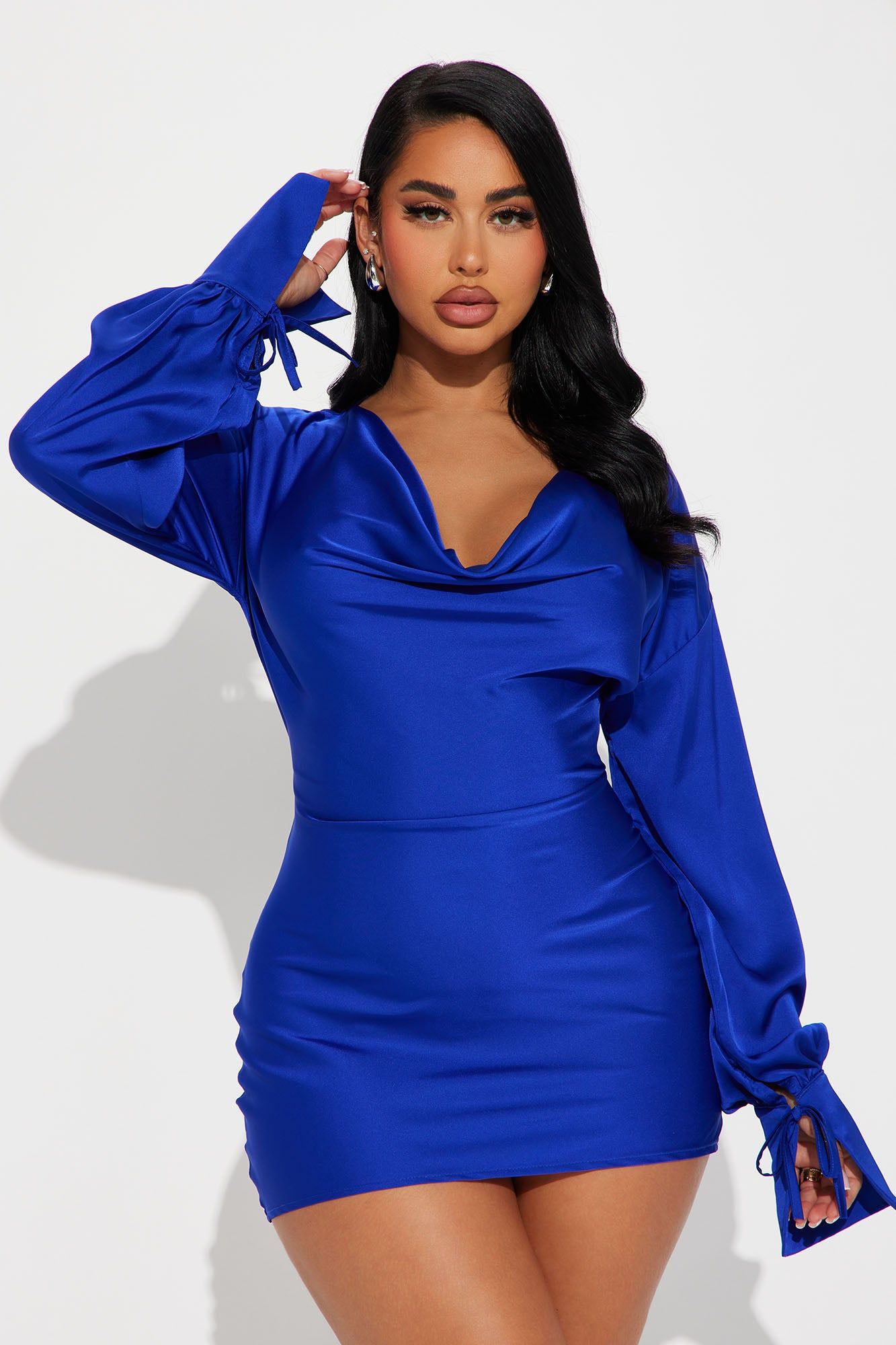 Roselyn Satin Mini Dress - Blue sold by Fashion Nova