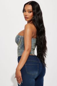 Bae For Tonight Denim Corset Top - Vintage Wash sold by Fashion Nova