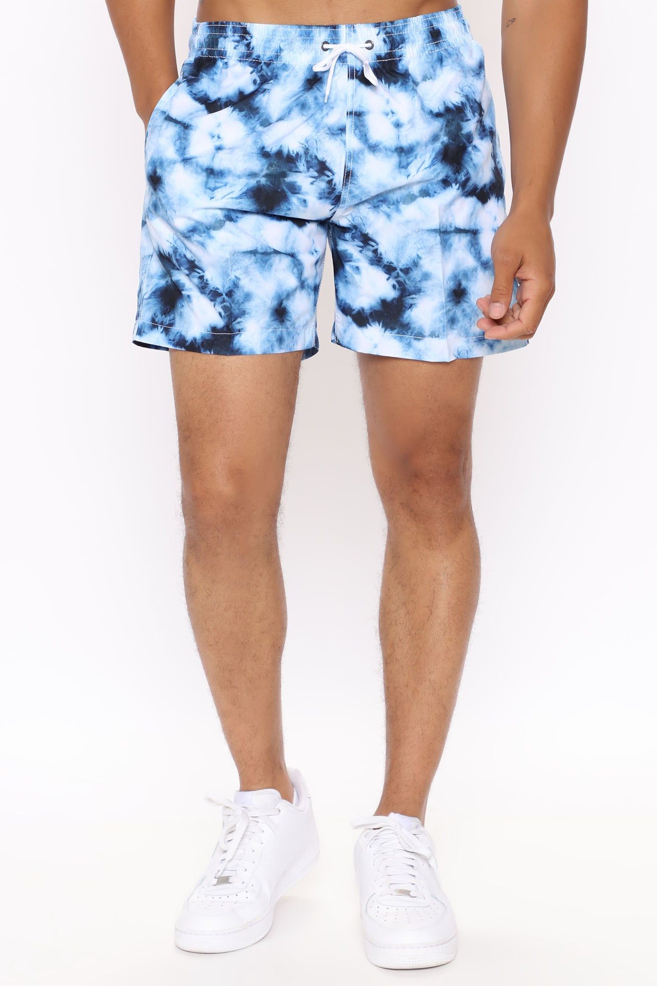 Deep Ocean Tie Dye Swim Trunks - Blue sold by Fashion Nova