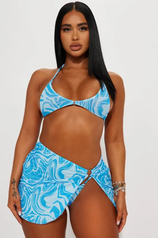 Comes In Waves 3 Piece Sunsuit - Blue/combo sold by Fashion Nova
