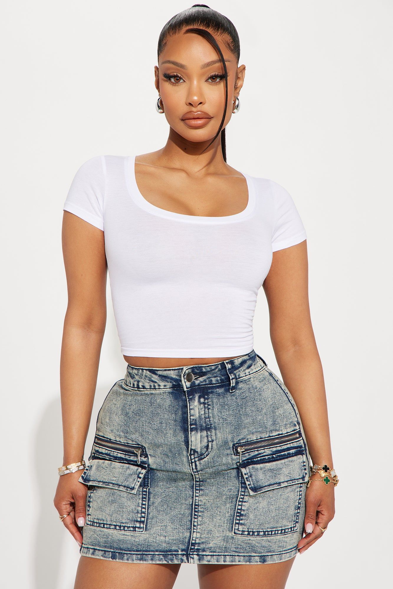 Ally Short Sleeve Tee - White sold by Fashion Nova
