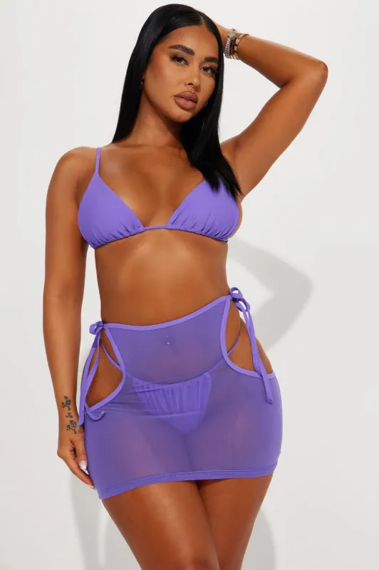 See My Tan Lines 3 Piece Sunsuit Set - Purple sold by Fashion Nova
