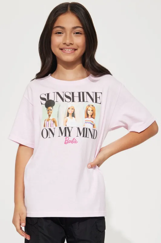 Mini Barbie Sunshine On My Mind Short Sleeve Oversized Tee - Pink sold by Fashion Nova