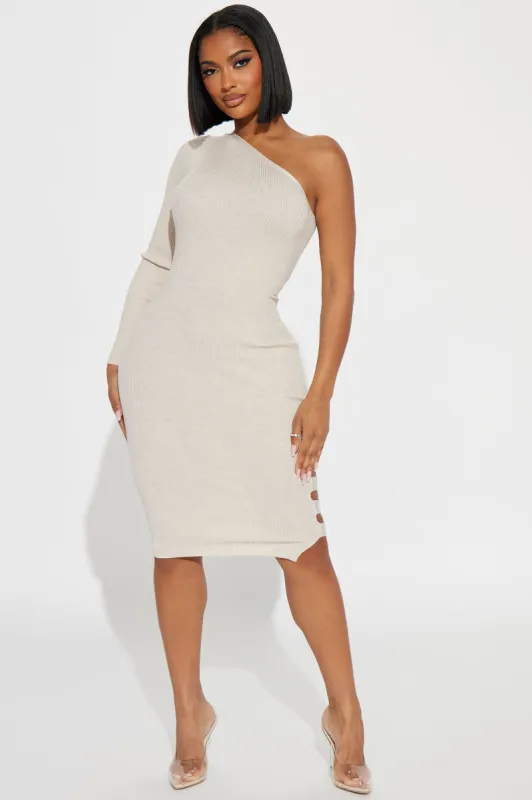 Kirena Sweater Midi Dress - Oatmeal sold by Fashion Nova