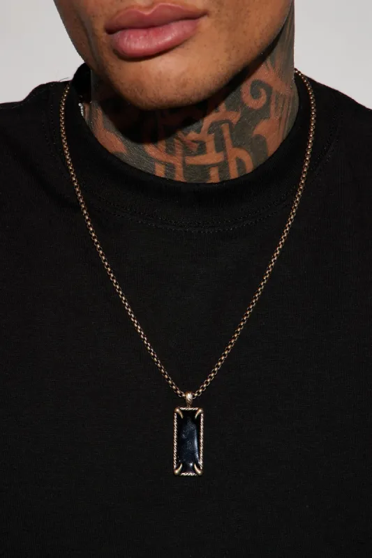 Geo Pendant Chain Necklace - Black/Gold sold by Fashion Nova
