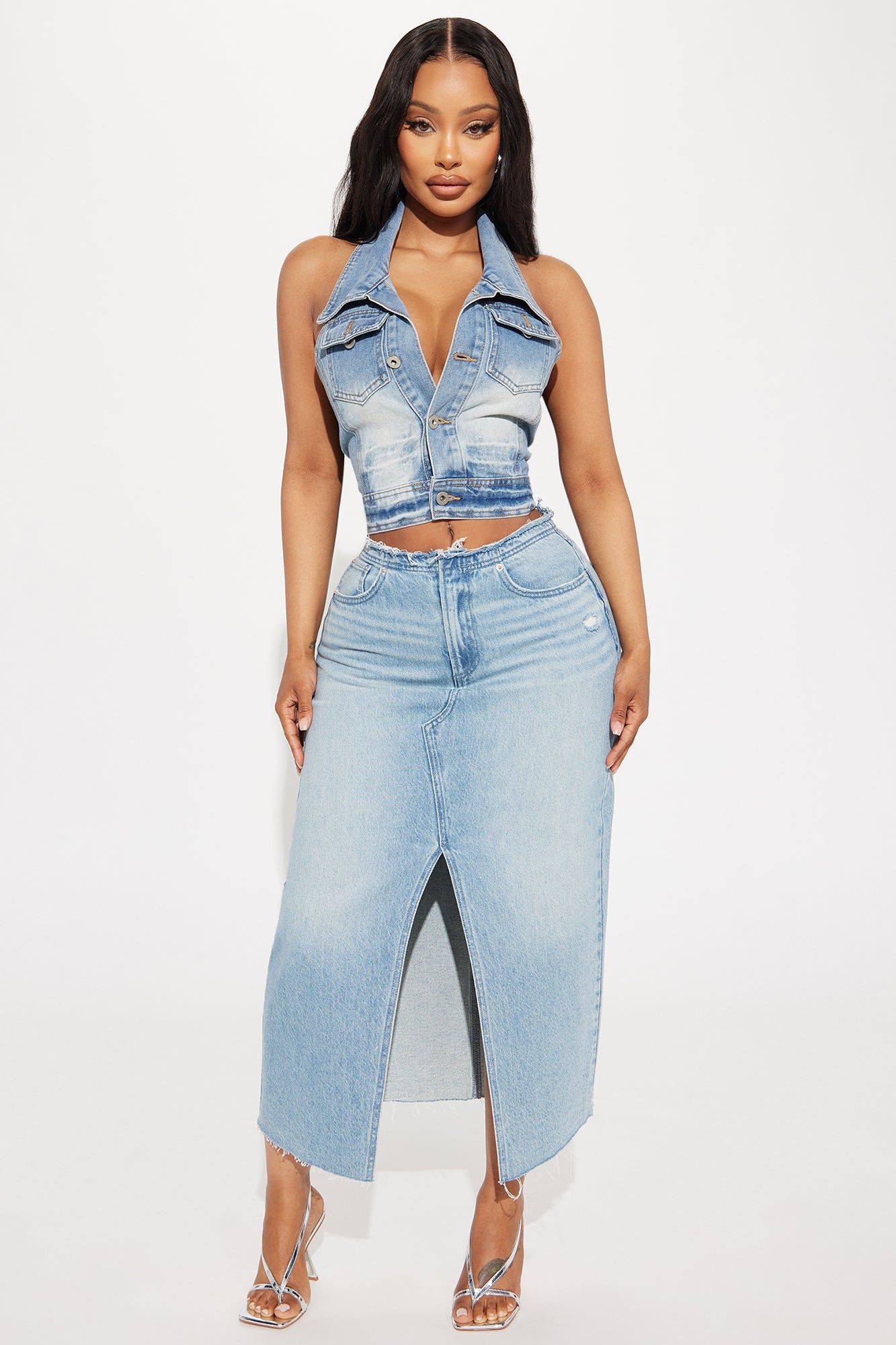 Guilia Denim Halter Top - Light Wash sold by Fashion Nova product image thumbnail 2