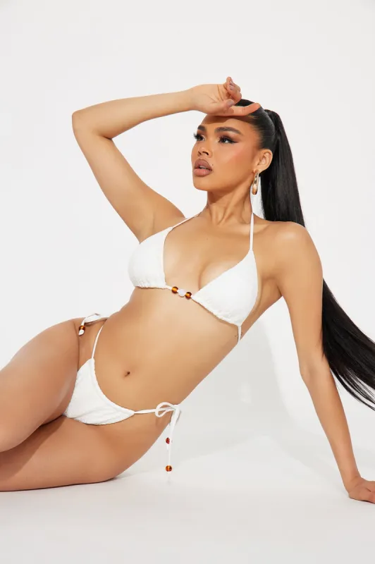 Beachside Babe Textured Beaded 2 Piece Bikini - White sold by Fashion Nova