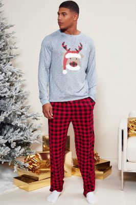Sleigh Riding Holiday PJ Set - Red/Black sold by Fashion Nova