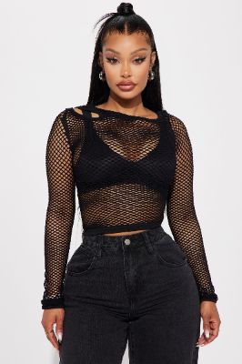 Talk About It Cut Out Top - Black sold by Fashion Nova