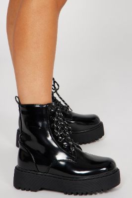 Tell Me Everything Combat Boots - Black sold by Fashion Nova