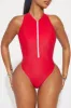 Evelyn Zip Up 1 Piece Swimsuit - Red sold by Fashion Nova
