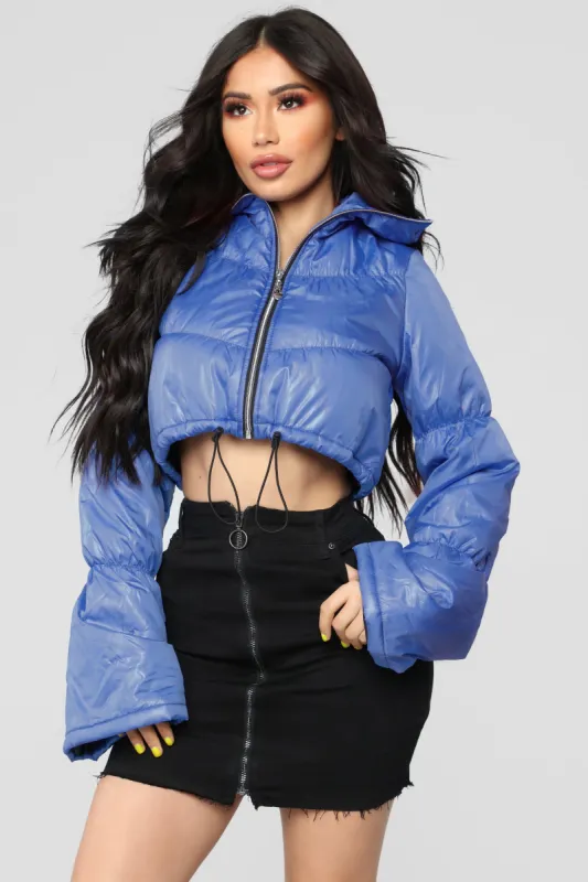 Sold Out Bell Sleeve Puffer Jacket - Royal sold by Fashion Nova