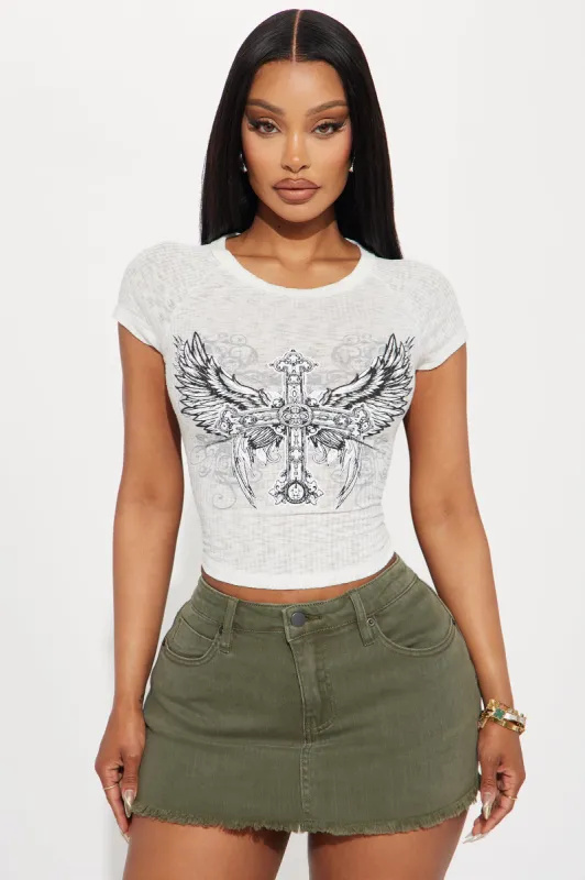 Hold My Halo Fitted Tee - Ivory sold by Fashion Nova