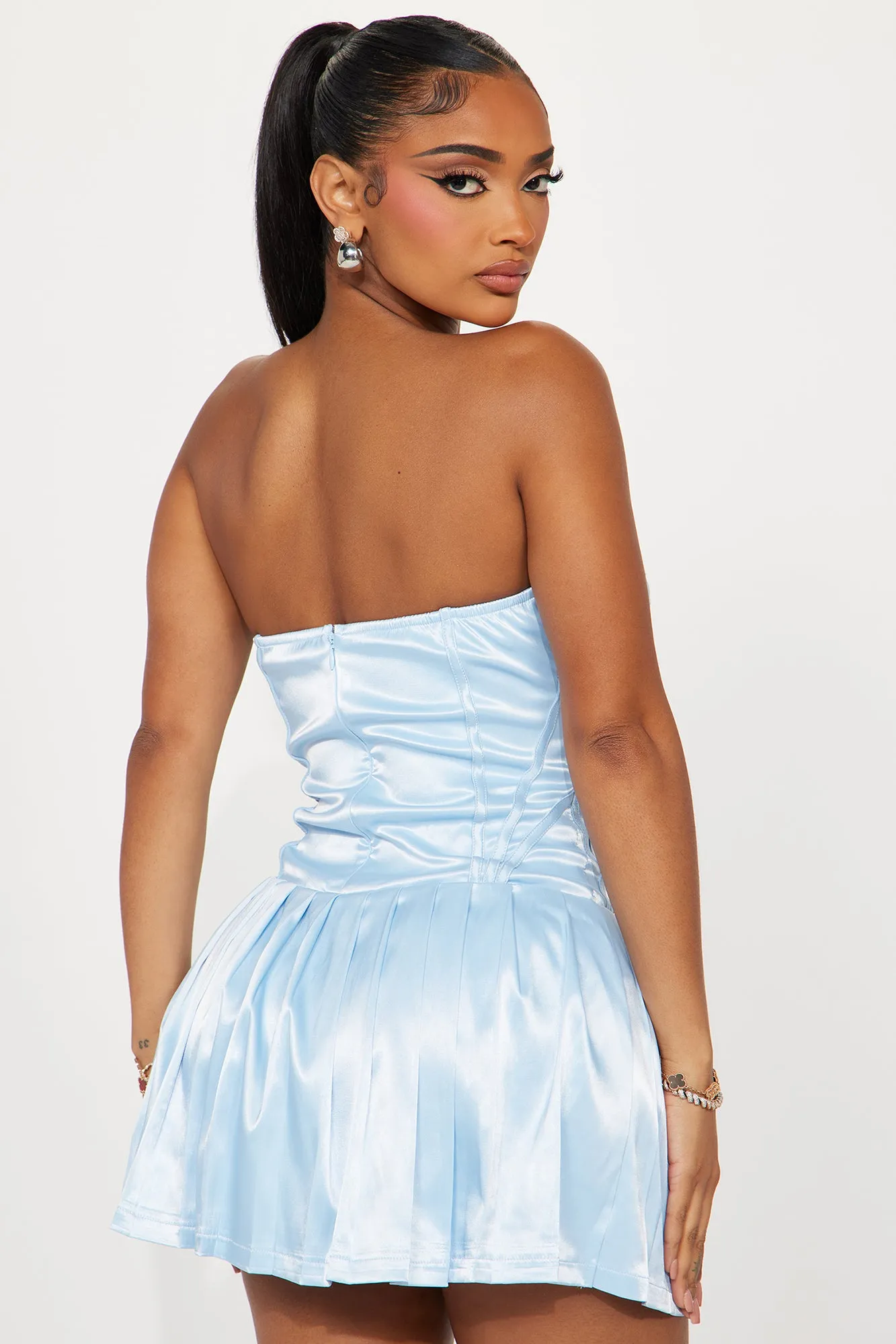 Princess Treatment Satin Micro Mini Dress - Light Blue sold by Fashion Nova product image thumbnail 3