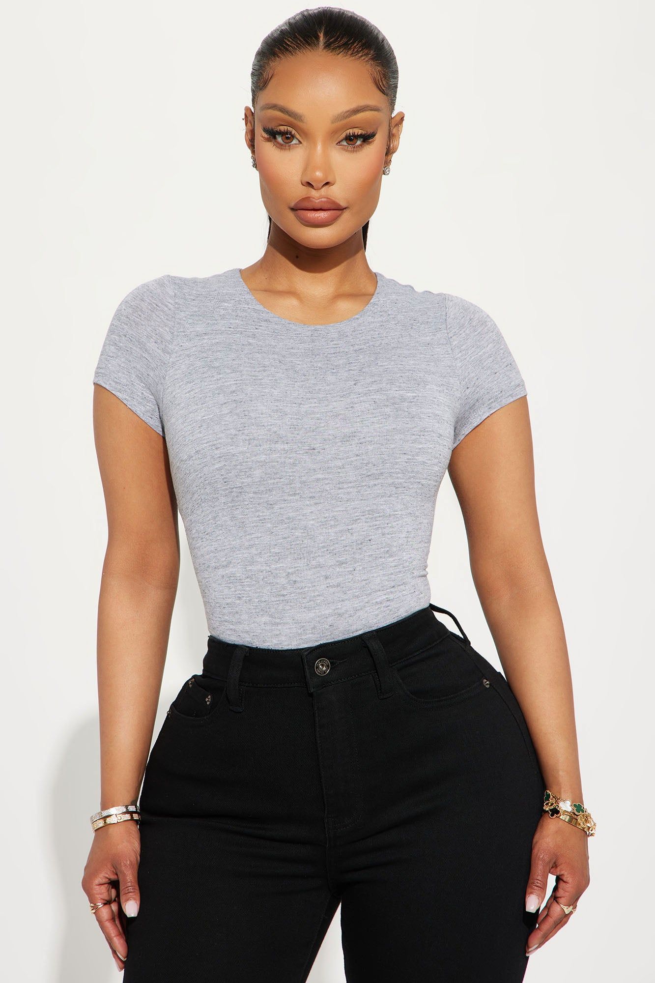 Samara Double Layered Bodysuit - Heather Grey sold by Fashion Nova product image thumbnail 3
