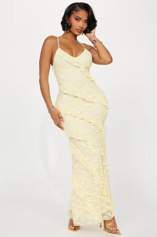 Lacing Up Maxi Dress - Yellow sold by Fashion Nova